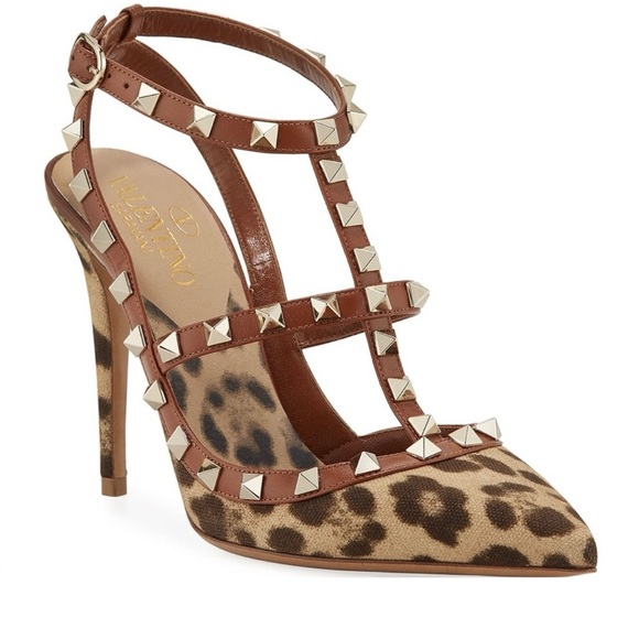 Valentino Garavani Rockstud Leopard Print Pumps - Picture 1 of 8